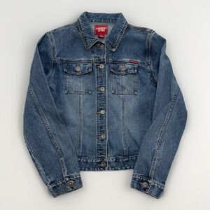 GUESS VTG Denim Button Down Blue‎ Jean Jacket Women's Medium Y2K Classic Grunge